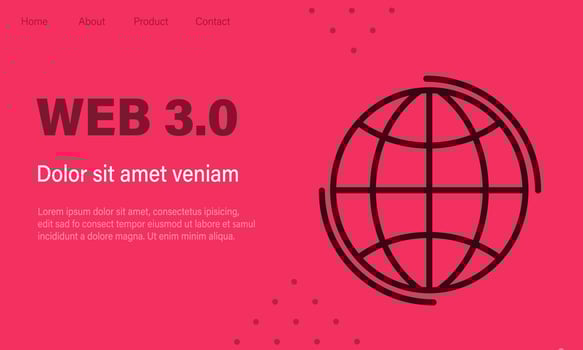 WEB 3.0 typography and web banner with colour of year vector