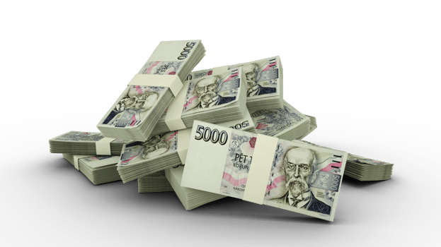 3D Stack of Czech Koruna notes png