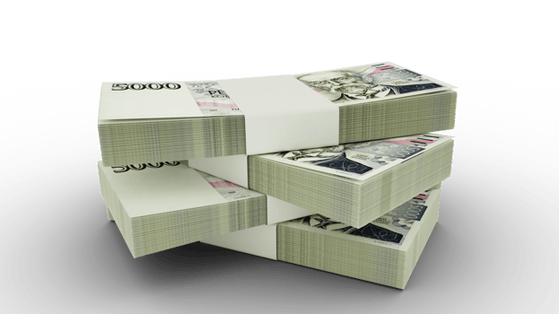 3d rendering of Stack of Czech Koruna notes. Few bundles of Czech Koruna currency isolated on transparent background png