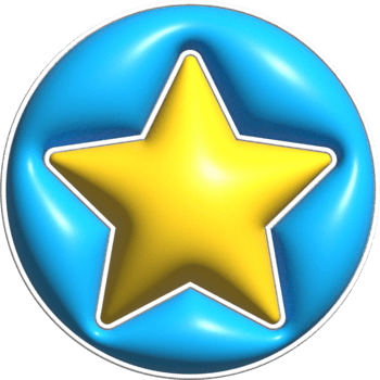 yellow 3d cute cartoon star inside a blue circle png