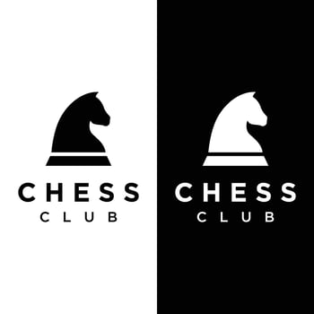 Chess strategy game Logo template with horse, king, pawn and rook. Logos for tournaments, chess teams and games. vector