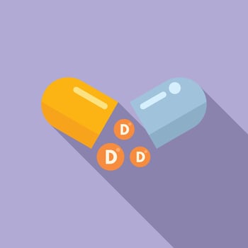 Vitamin D pill icon flat vector. Diet skin vector