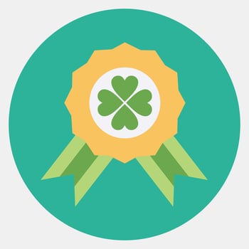 Icon clover badge. St. Patrick's Day celebration elements. Icons in color mate style. Good for prints, posters, logo, party decoration, greeting card, etc. vector