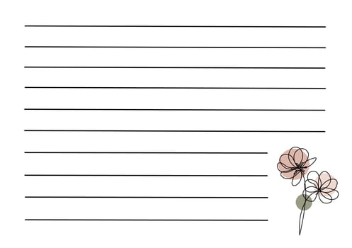 Simple Floral Memo Card With Lines vector