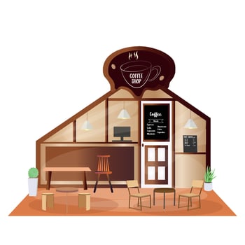 Modern coffee shop with furniture Vector illustration