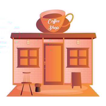 Modern coffee shop with furniture Vector illustration