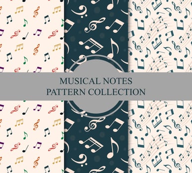 Collection Of Musical Notes Pattern For Music Design, Package, Background Vector Illustration