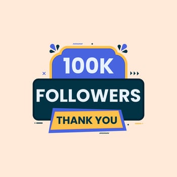 thank you 100k followers celebration banner design vector
