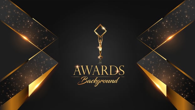 Black and Golden Award Background. Elegant Celebration Invitation, Premium Wedding Invitation Design. Holiday Greeting Card Collection. Diwali Festival Backdrop. Ramadan Poster Template. vector