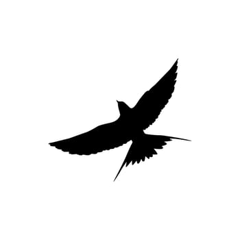 Flying Swallow Bird Silhouette for Logo, Pictogram, Website. Art Illustration or Graphic Design Element. Vector Illustration
