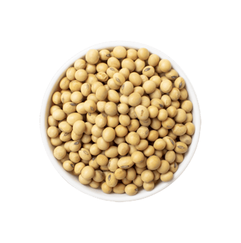 Soy beans in wooden bowl. Top view File PNG. png