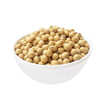 Soy beans in wooden bowl. File PNG. png