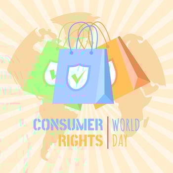 World Consumer Rights Day greeting card vector