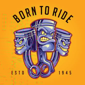 Car piston hot rod logo cartoon illustrations vector