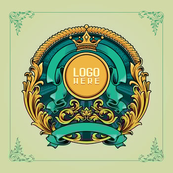 Luxury label vintage crown flourish ornament illustrations vector