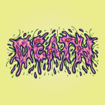 Spooky death melting word hand lettering text illustrations vector