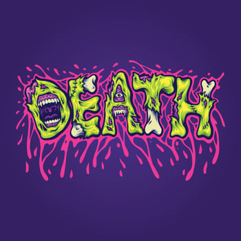 Scary horror death melted font hand lettering word illustrations vector