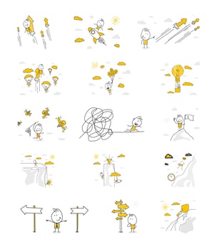 Entrepreneurship, thinking and developing new idea. vector