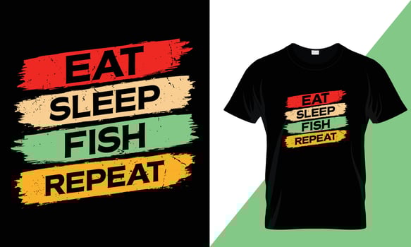 Eat sleep fish repeat typography fishing t-shirt design vector