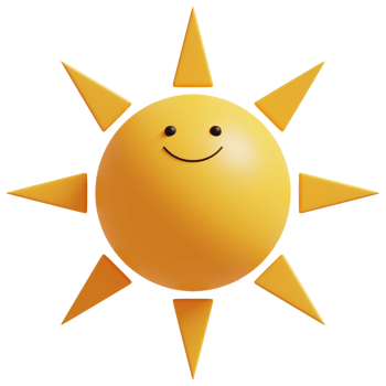 Happy sun.3D rendering. png
