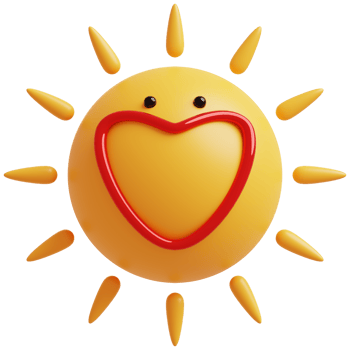 3D Sun Emoji.Happy sun, funny cute character. png