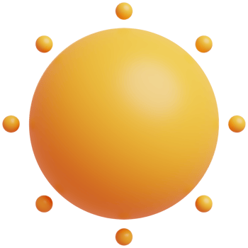 3D yellow sun with rays. Sun cartoon minimal style. Summer, weather, nature concept. png