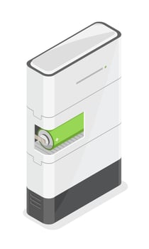 Solar Home Battery module Energy Storage Systems Power Bank electricity power plant Process  illustration isometric isolated vector cartoon