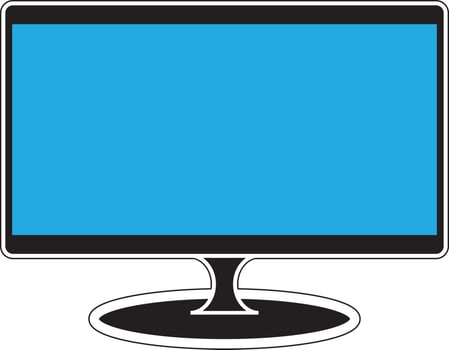 Computer or tv desktop screen monitor, digital electronics with blue visuals vector