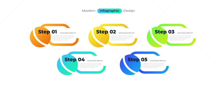 Modern Infographic Design Template with 5 Options or Steps. Can be used for Presentation, Workflow Layout, Diagram, or Annual Report. Timeline Diagram Presentation Design vector
