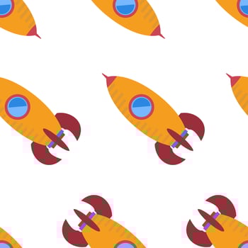 Seamless pattern with space rocket. Vector illustration.