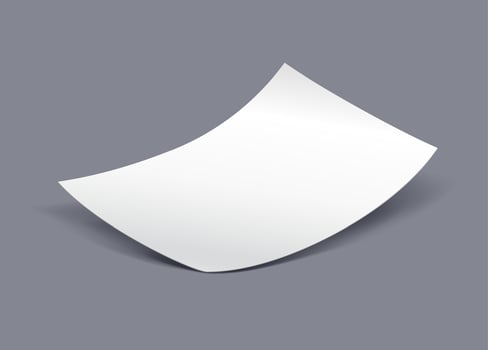 3d realistic vector illustration. Paper falling on gray background.