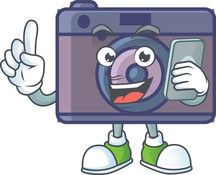 A cute image of retro camera cartoon character vector