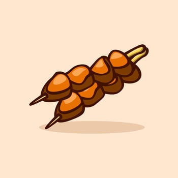 shashlik illustration concept in cartoon style vector
