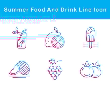 Summer Food And Drink Vector Icon Set