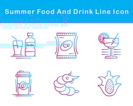 Summer Food And Drink Vector Icon Set