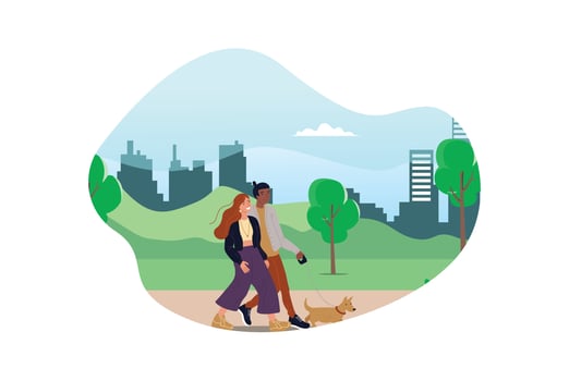 Illustration Young people doing physical activity outdoors at the park, they are running, cycling and bring the dog, healthy lifestyle Suitable for Diagrams, Infographics, And Other Graphic Asset vector