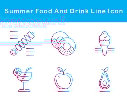 Summer Food And Drink Vector Icon Set