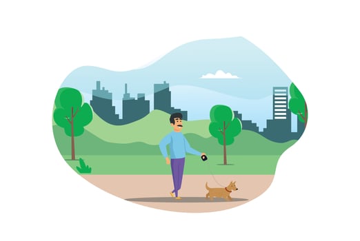 Illustration Young people doing physical activity outdoors at the park, they are running, cycling and bring the dog, healthy lifestyle Suitable for Diagrams, Infographics, And Other Graphic Asset vector