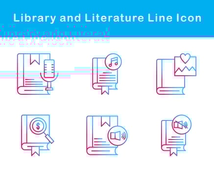 Library And Literature Vector Icon Set