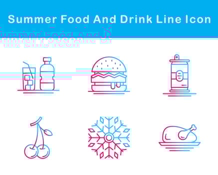 Summer Food And Drink Vector Icon Set