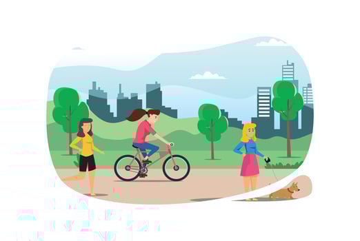 Young people rides a sports bike on a park road, Vector Illustration Suitable for Diagrams, Infographics, Game Asset, And Other Graphic Asset