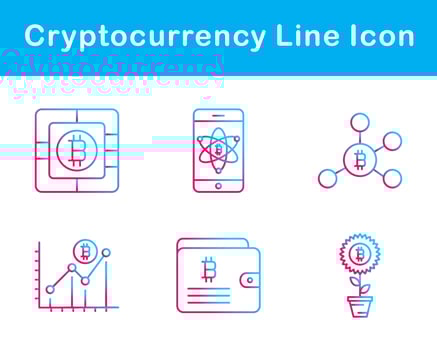 Bitcoin And Cryptocurrency Vector Icon Set
