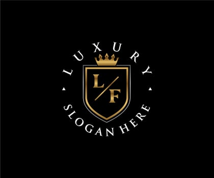 Initial LF Letter Royal Luxury Logo template in vector art for Restaurant, Royalty, Boutique, Cafe, Hotel, Heraldic, Jewelry, Fashion and other vector illustration.