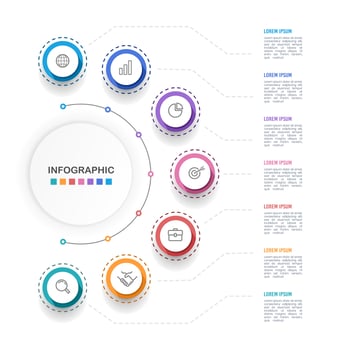 Infographic semicircle 7 processes to success. Infographic Organization. Vector illustration.