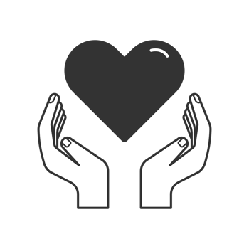 Hands holding a hearth shape icon symbol. Healthcare, volunteering, charity and donation concept png