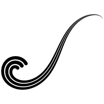 Curved three stripe calligraphy curl, sea wave calligraphy elegantly curved ribbon logo vector