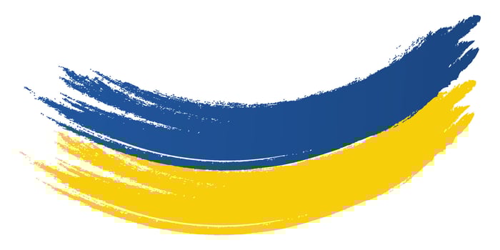 Hand brush country flag Ukraine yellow blue UA vector