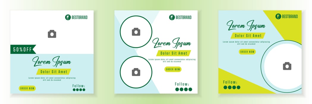 Social Media Post Template and Copy Space Vector Illustration. Blank photo website Advertising Background