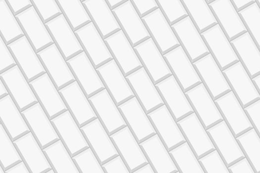 White rectangles tile in diagonal arrangement. Ceramic or stone brick wall background. Kitchen backsplash or bathroom floor seamless pattern. Facade exterior texture vector