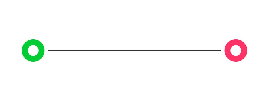 Straight line from start to finish points. Symbol of direction, aim, target, short path, easy challenge, fast way, ideal plan vector